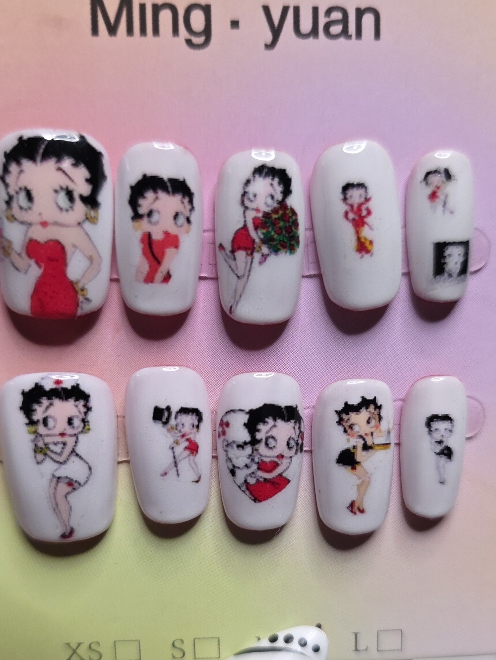 Betty Boop Red Accent Press-On Nail Set - Look At Pics Has Slight Damage